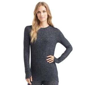 🆕 Cuddl Duds WarmLayer Long Sleeve Crew w/Thumbholes Fleece - charcoal grey - S
